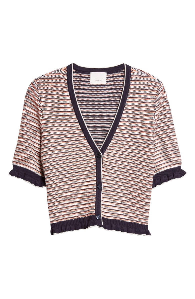 Cinq à Sept Clem Stripe Cardigan, Alternate, color, Navy Multi