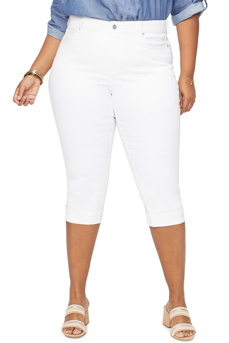 Marilyn Cool Embrace® Cuff Crop Straight Leg Jeans, Main, color, OPTIC WHITE