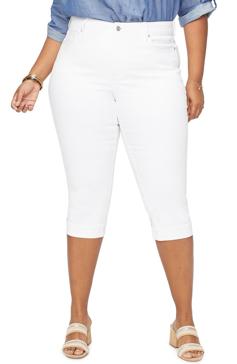 NYDJ Marilyn Cool Embrace<sup>®</sup> Cuff Crop Straight Leg Jeans, Main, color, Optic White