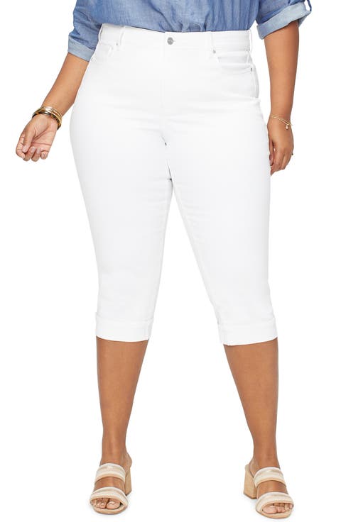 Marilyn Cool Embrace® Cuff Crop Straight Leg Jeans (Pearl Grey) (Plus Size)