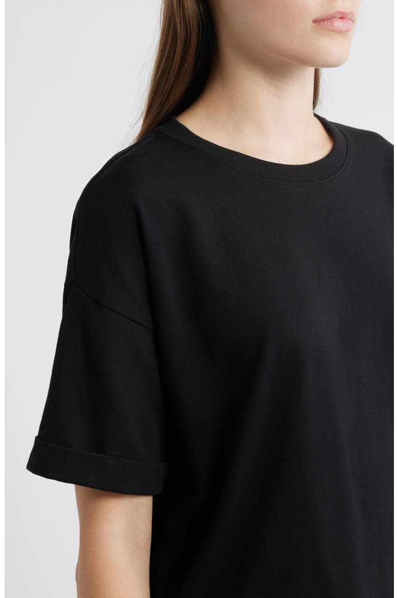 Cuffed Sleeve Cotton Crewneck T-Shirt, Alternate, color, BLACK