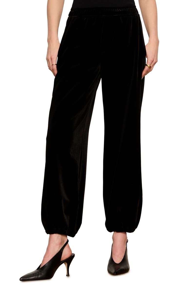 Velvet Micro Balloon Pants, Main, color, BLACK