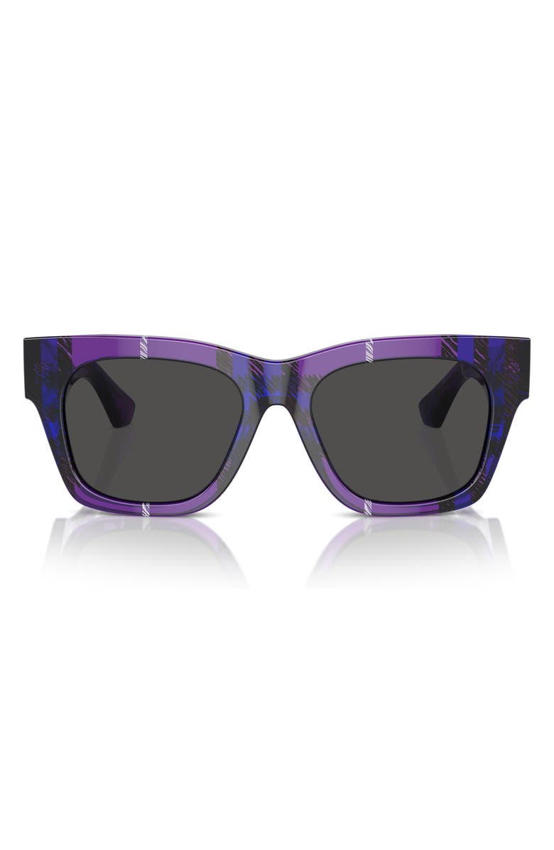 Burberry Elevated Check 52mm Square Sunglasses, Alternate, color, Dark Grey