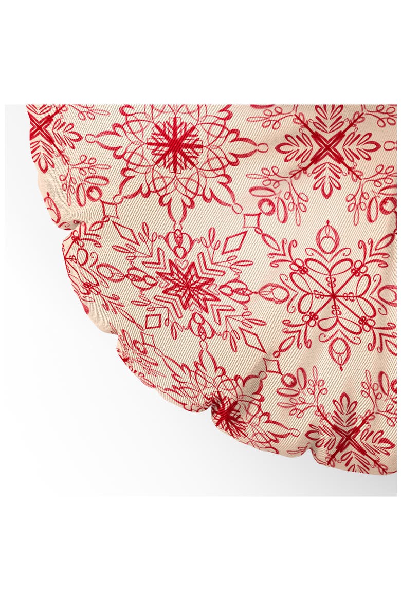 Snowflake Print Floor Pillow, Alternate, color, RED