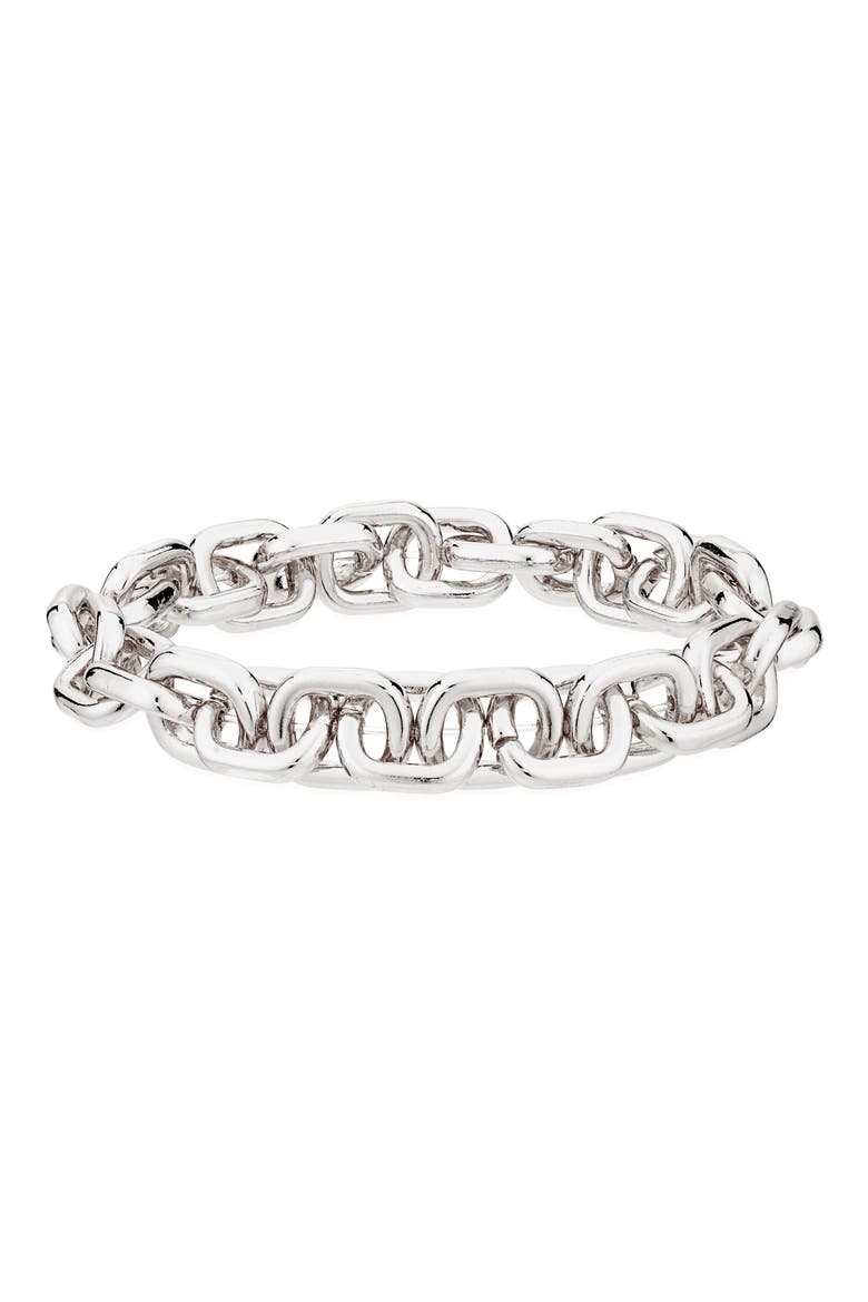 Soft Square Link Stretch Bracelet, Main, color, SILVER