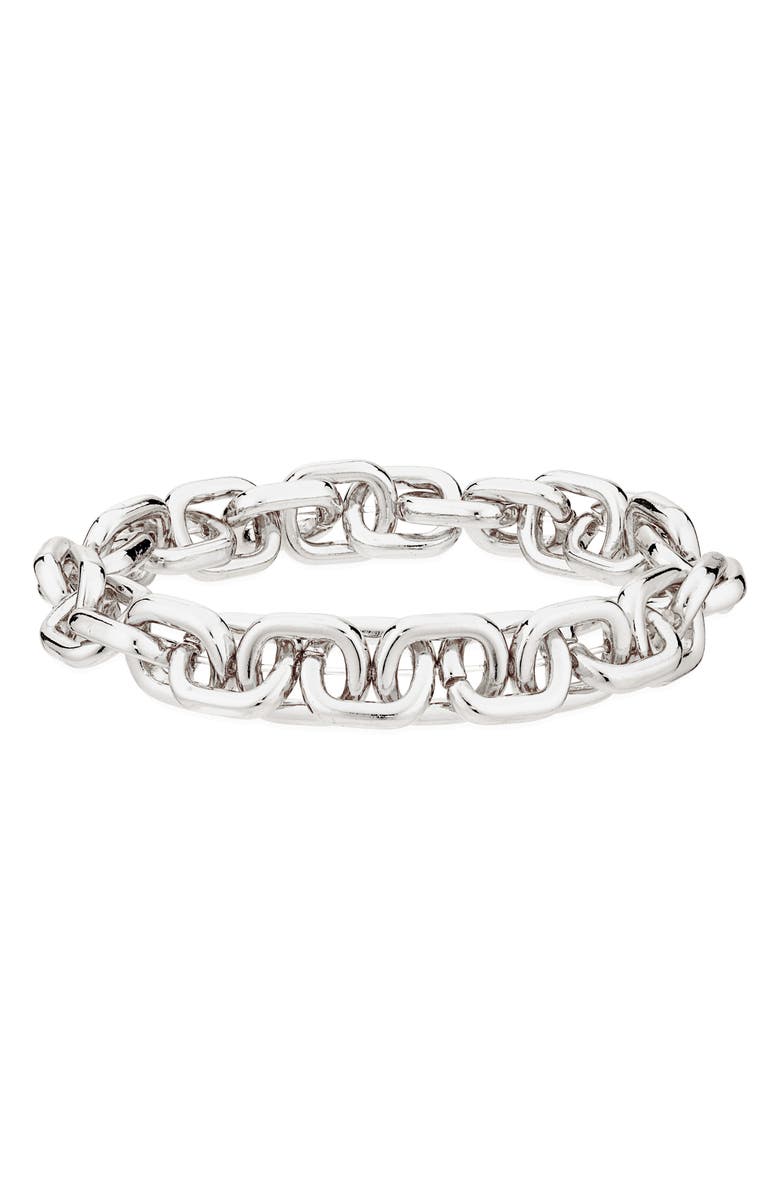 Nordstrom Soft Square Link Stretch Bracelet, Main, color, Silver