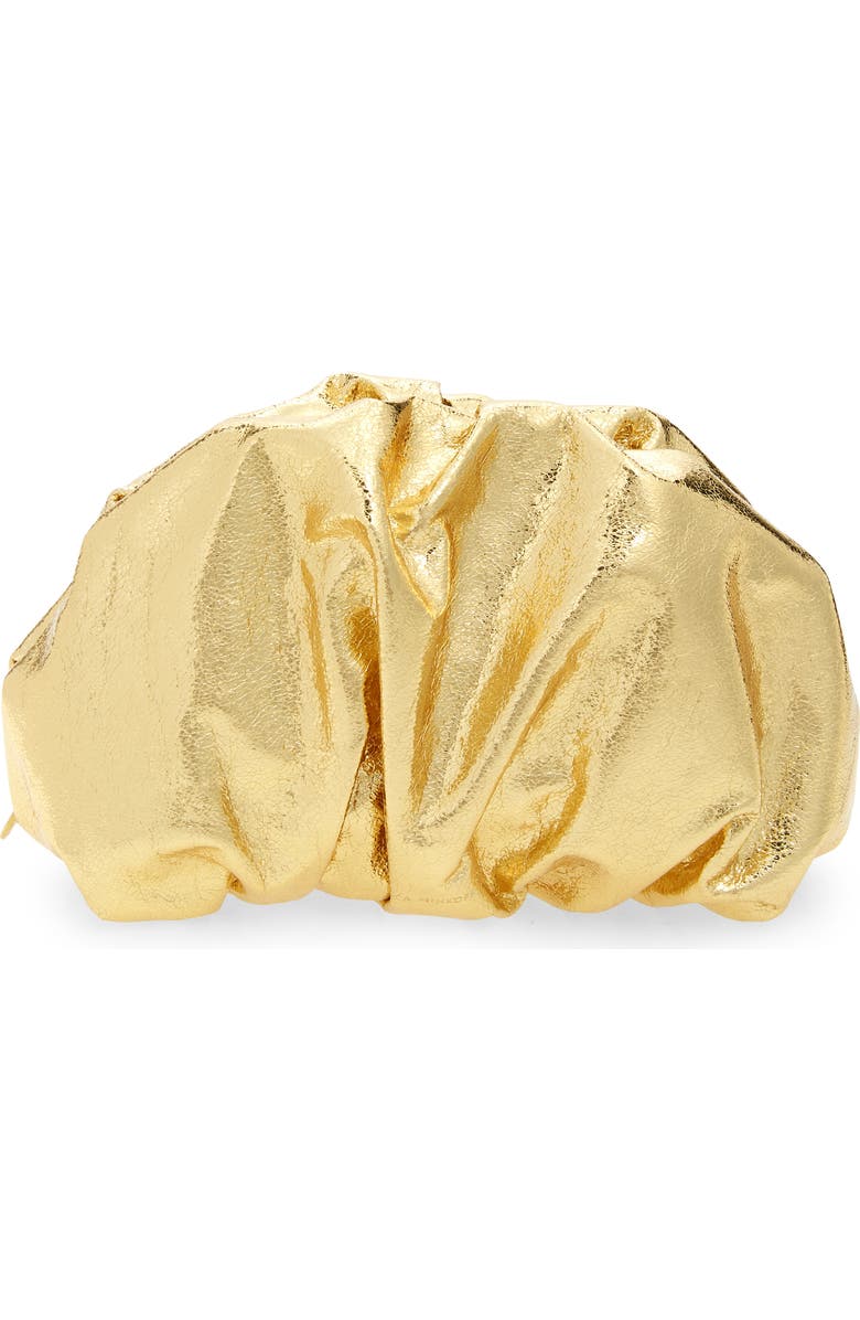 Rebecca Minkoff Ruched Faux Leather Clutch, Alternate, color, Solid Gold