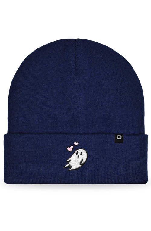 Shop Dalix Heartly Ghost Beanie In Navy Blue
