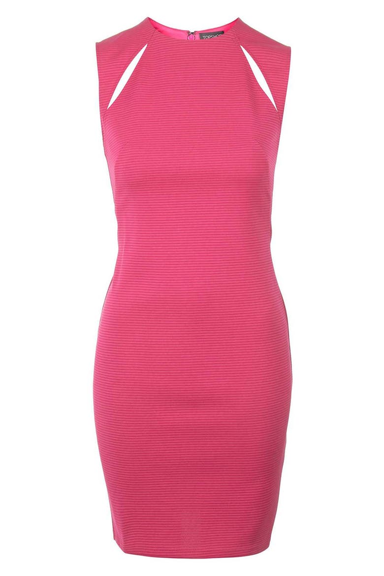 Ribbed Cutout Body-Con Dress, Alternate, color, BRIGHT PINK