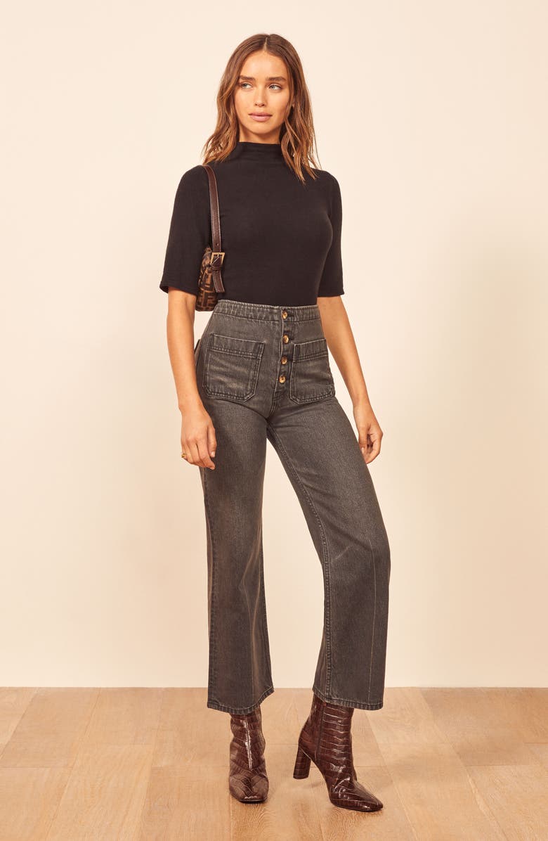 Reformation Sebo Mock Neck Crop Top, Alternate, color, 