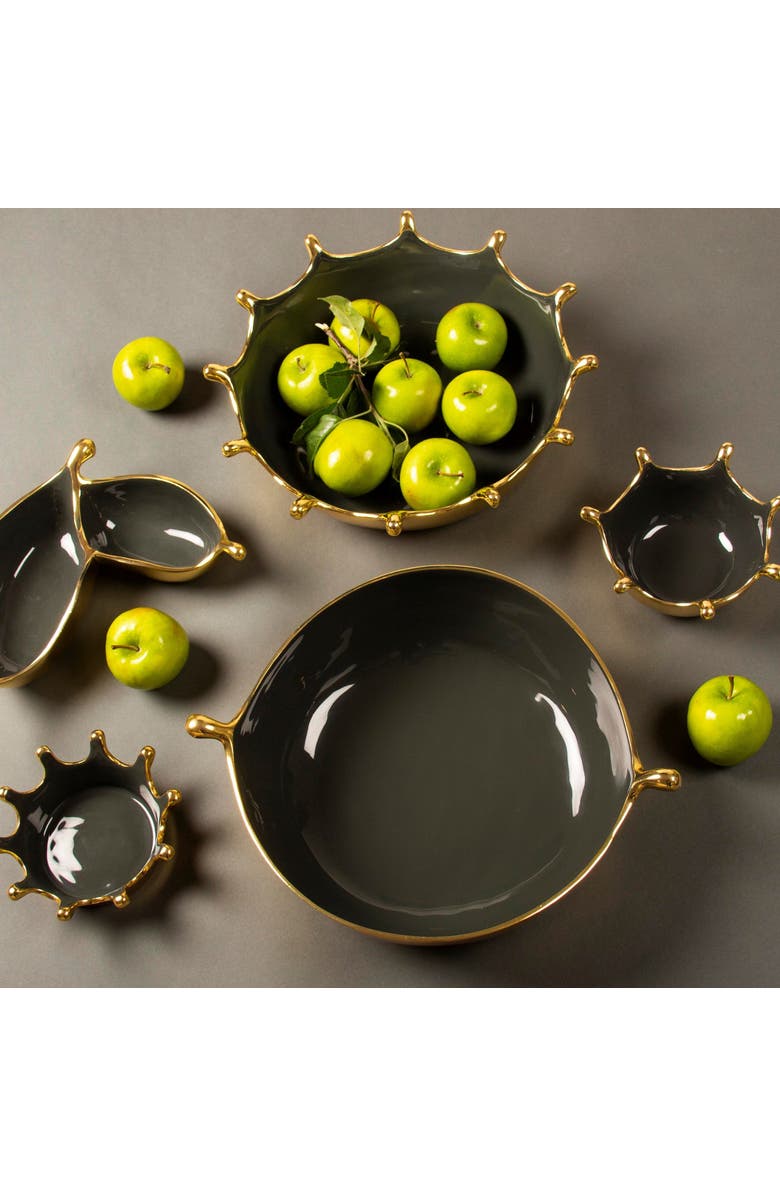 Lunares Pod Double Snack Graphite Bowl, Alternate, color, Gold