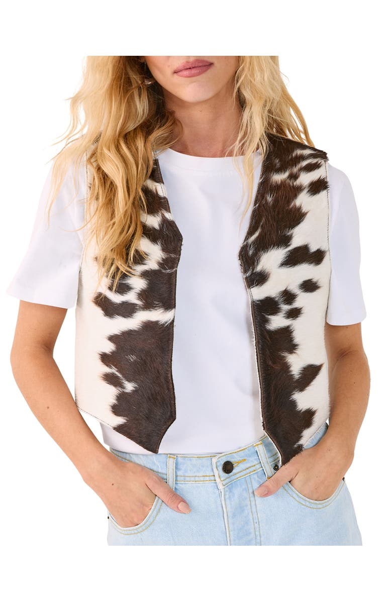 NASTY GAL Cow Hide Leather Waistcoat, Alternate, color, White