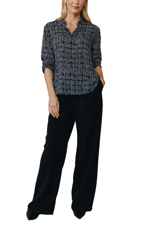 Bella Dahl Grid Print Woven Button-up Shirt In Black