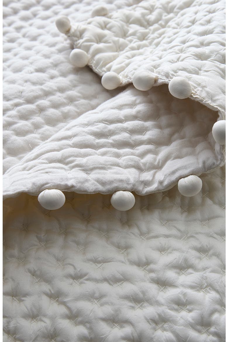 Margaret Pompom Quilted Silk Comforter, Alternate, color, ABALONE