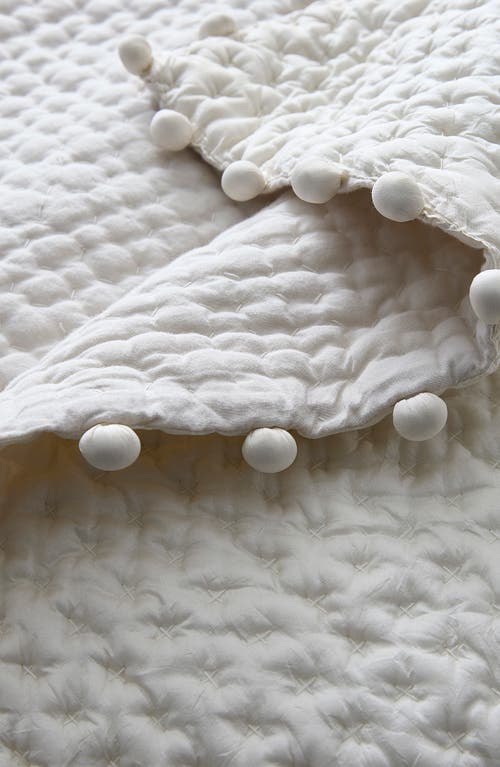Matouk Margaret Pompom Quilted Silk Comforter In Abalone