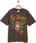 Ed Hardy Rhinestone 13 Skull Boxy Graphic T-Shirt