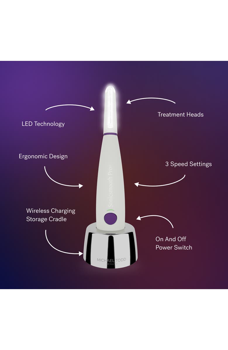MICHAEL TODD BEAUTY Sonicsmooth Pro+ 2 in 1 Facial Exfoliation & Peach Fuzz Hair Removal System, Alternate, color, Reflects All Light Fully.