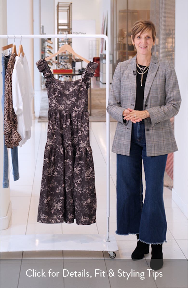 Print Flutter Strap Midi Dress, sales video thumbnail