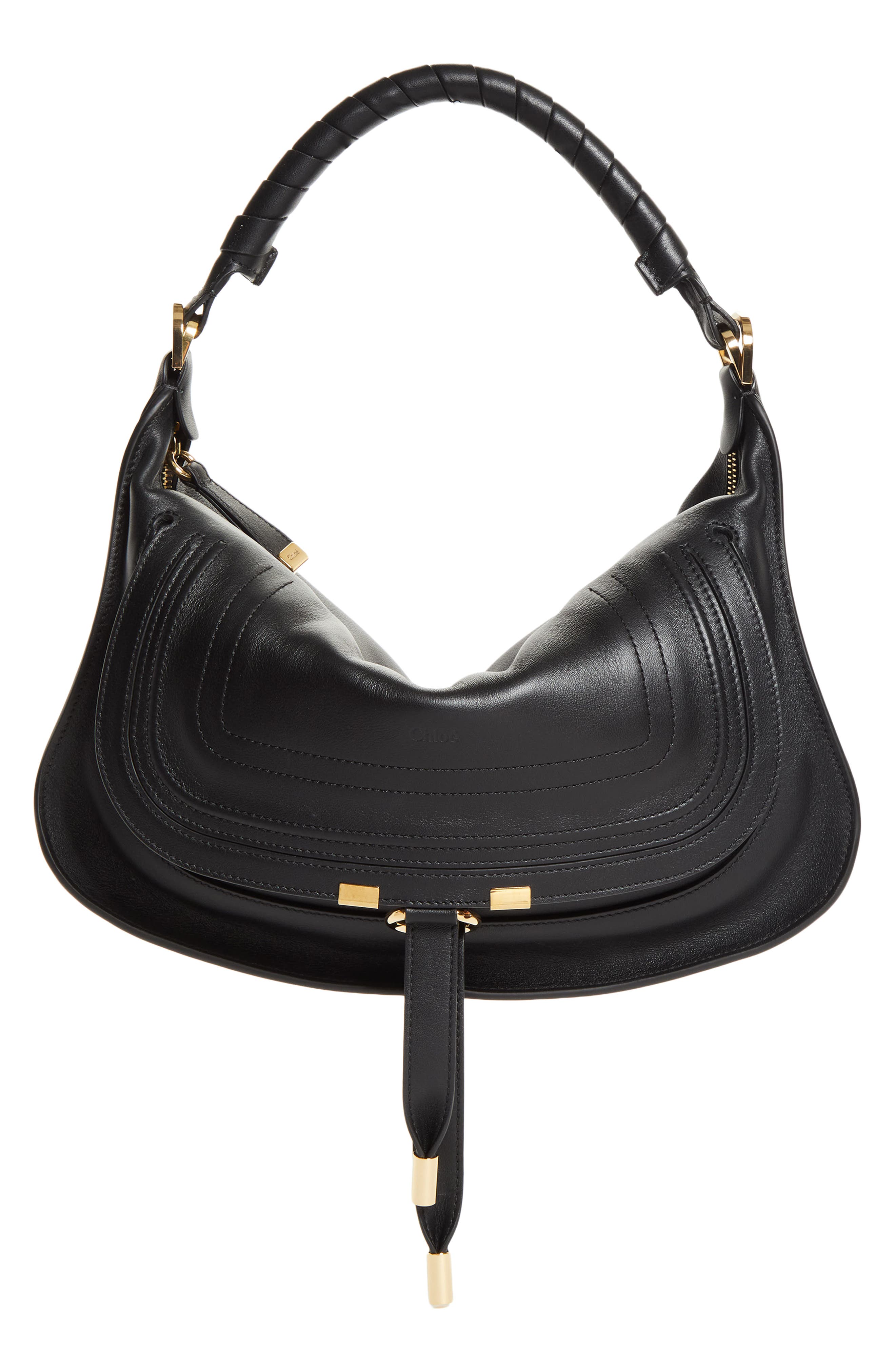 Chloé Small Marcie Leather Shoulder Bag, Main, color, Black