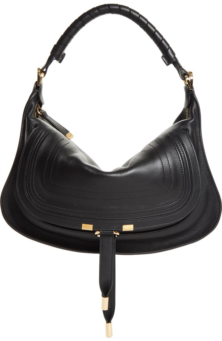 Chloé Small Marcie Leather Shoulder Bag, Main, color, Black