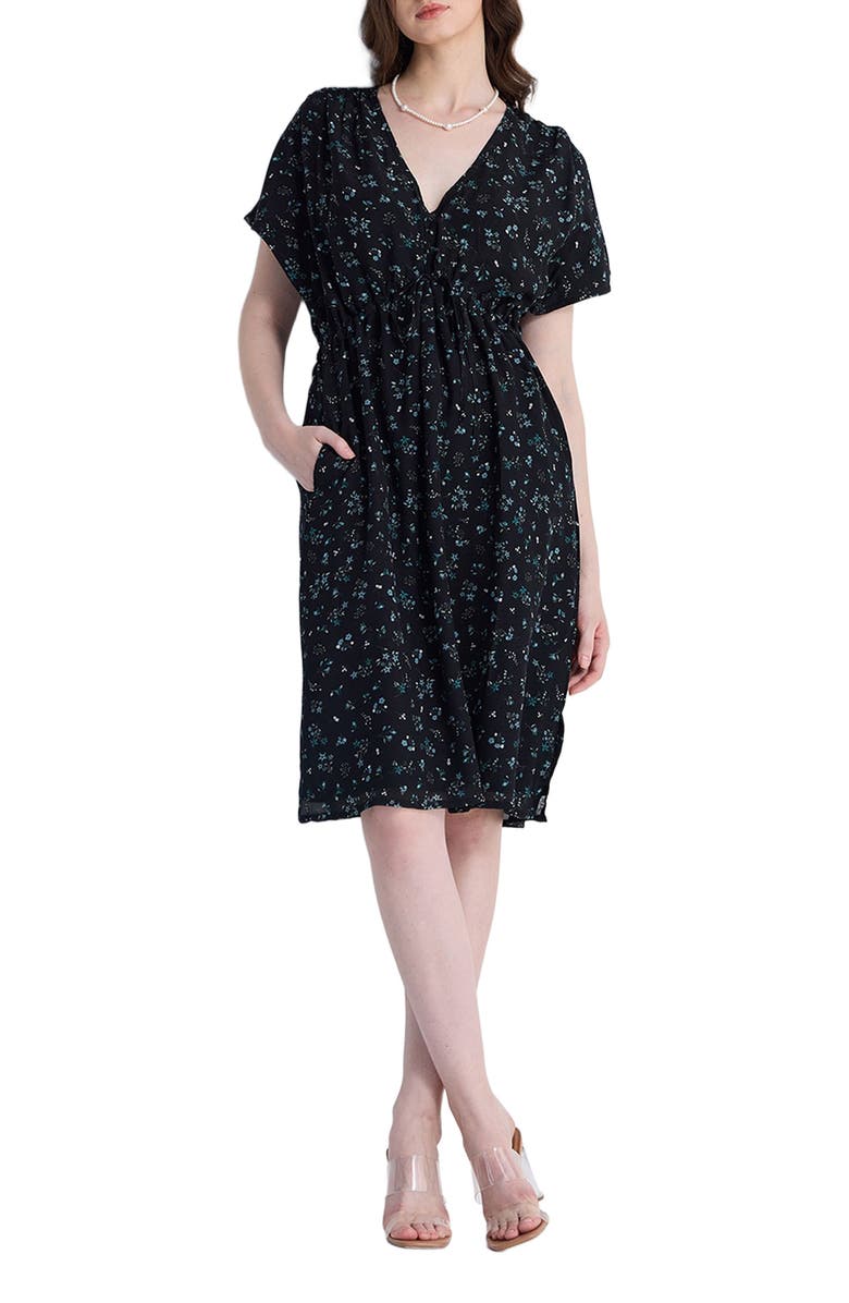 Reistor Gathered Knee-length Dress, Alternate, color, Ditzy Wildflowers