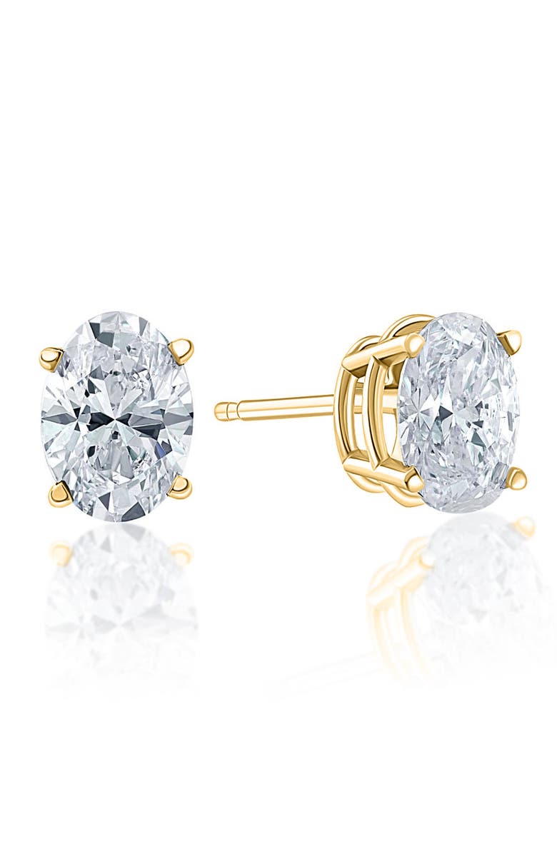 Bliss Diamond 2 Ct Lab Grown Oval Shape Diamond Studs 14k Gold Earrings, Alternate, color, 14K Yellow Gold