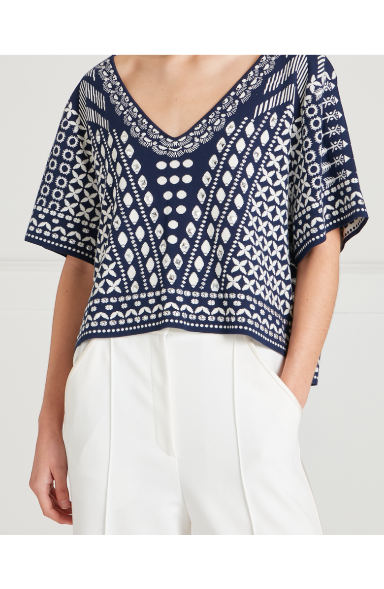 Temperley London Tlalli Knit Top, Main, color, Navy Silver