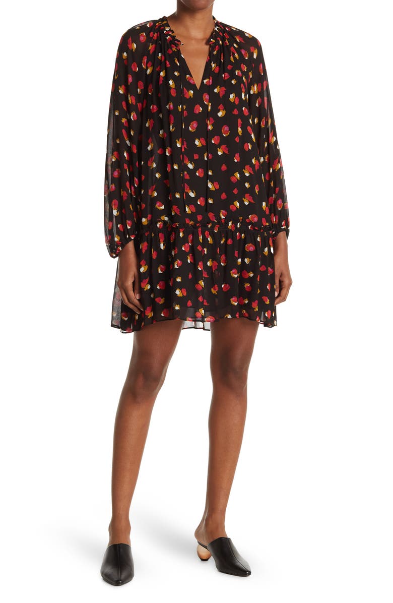 Derek Lam 10 Crosby Split Neck Printed Woven Dress, Main, color, 