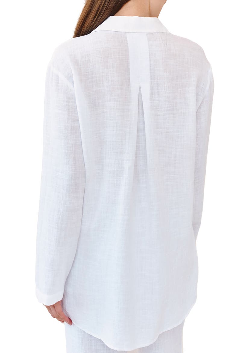 Relaxed Fit Semisheer Cotton Blend Button-Up Tunic, Alternate, color, WHITE