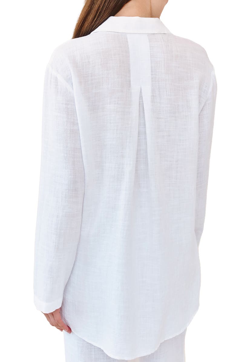 Bella Dahl Relaxed Fit Semisheer Cotton Blend Button-Up Tunic, Alternate, color, White