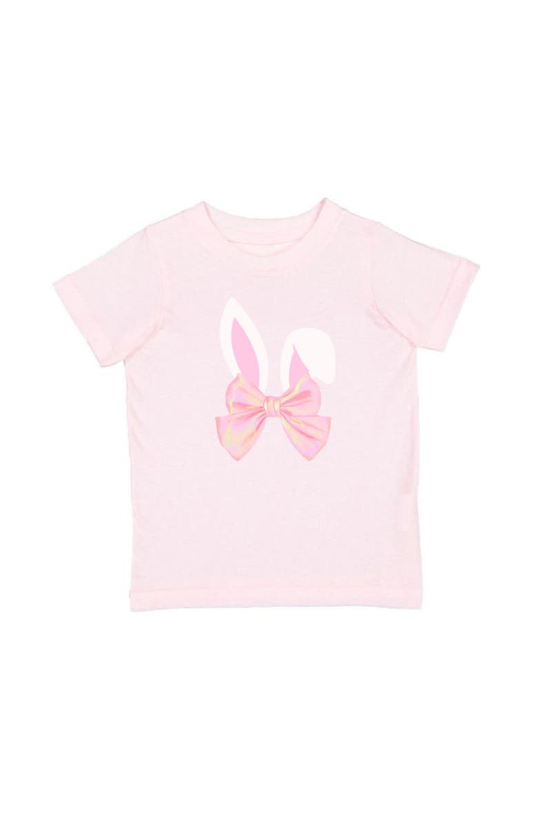 Sweet Wink Bunny Bow Easter Short Sleeve T-Shirt, Main, color, Ballet Pink