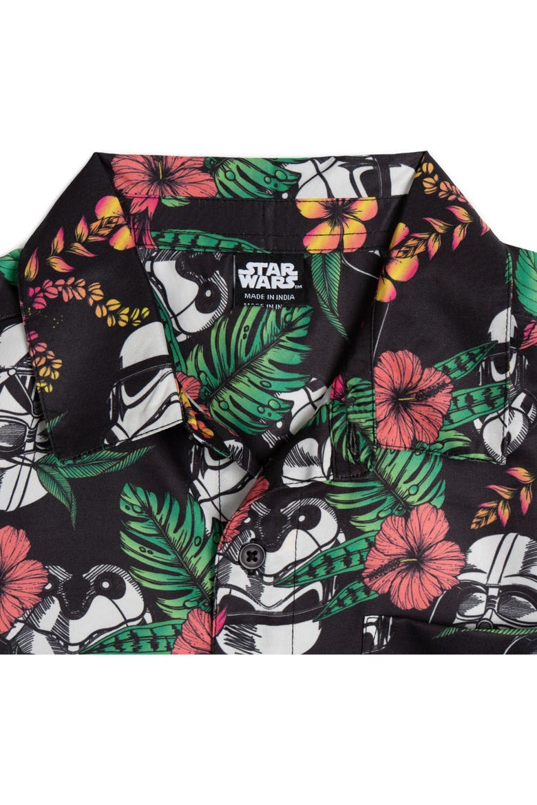 Hawaiian Button Down Shirt (toddler, Little Kid & Big Kid), Alternate, color, Black Vader Trooper