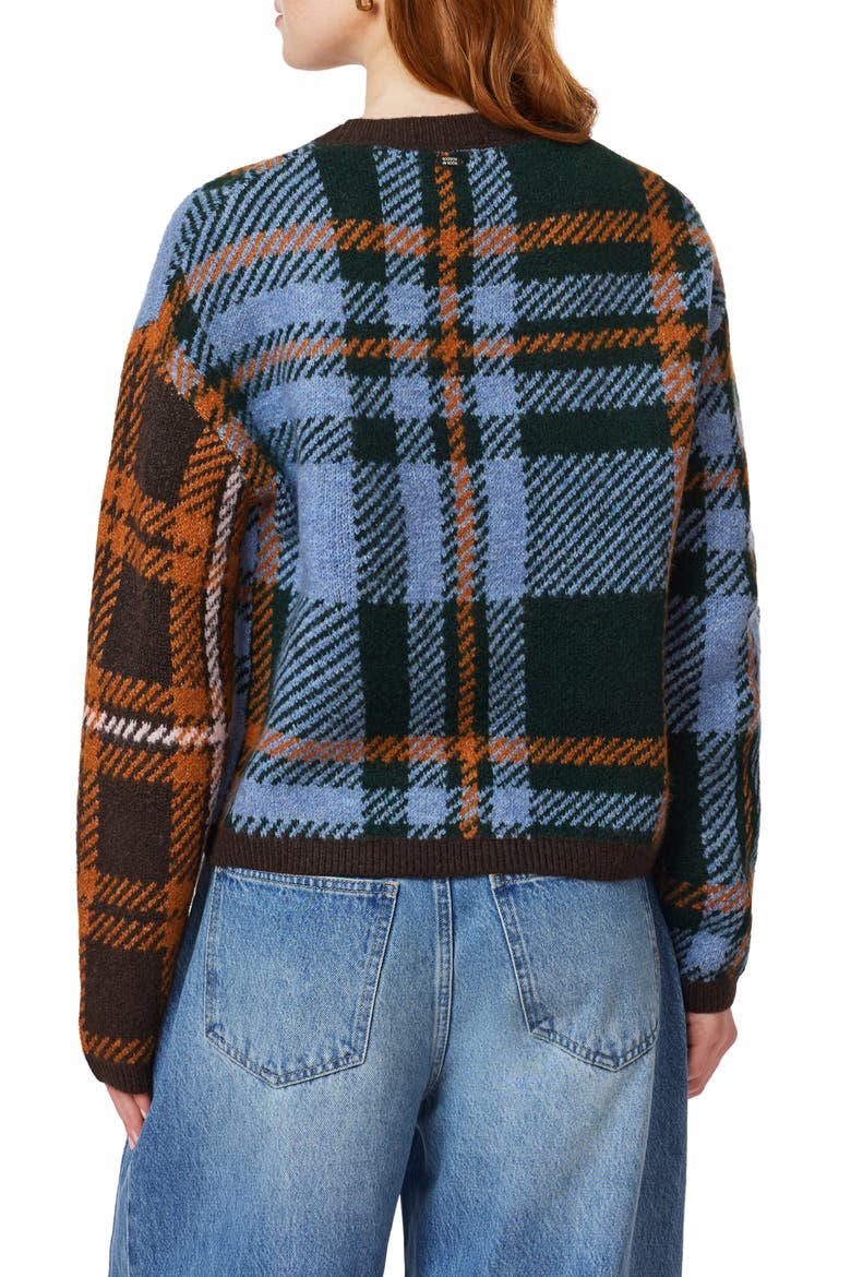 Plaid V-Neck Cardigan, Alternate, color, SCARAB MIX