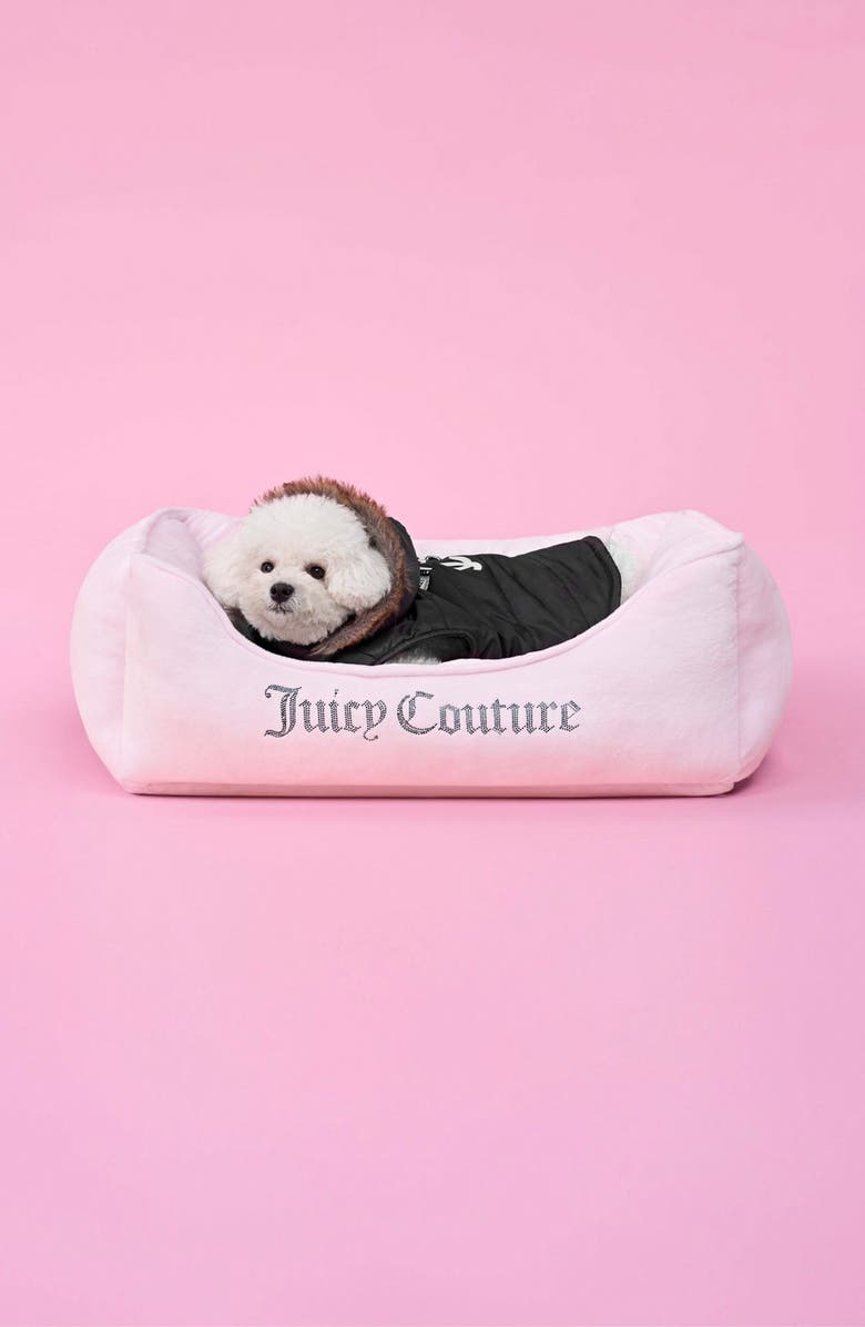 Juicy Couture Faux Fur Hooded Pet Coat, Alternate, color, Black