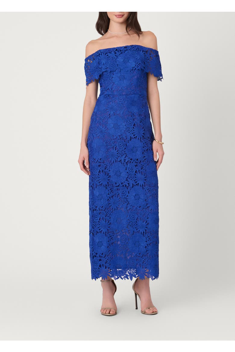 Midnight Garden Lace Avril Dress, Main, color, Cobalt