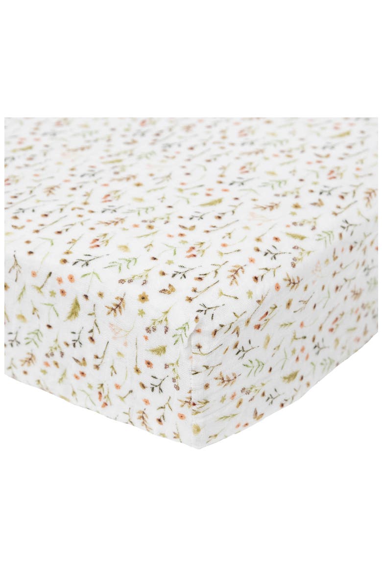 Organic Cotton Muslin Crib Sheet, Main, color, FLORAL FIELD