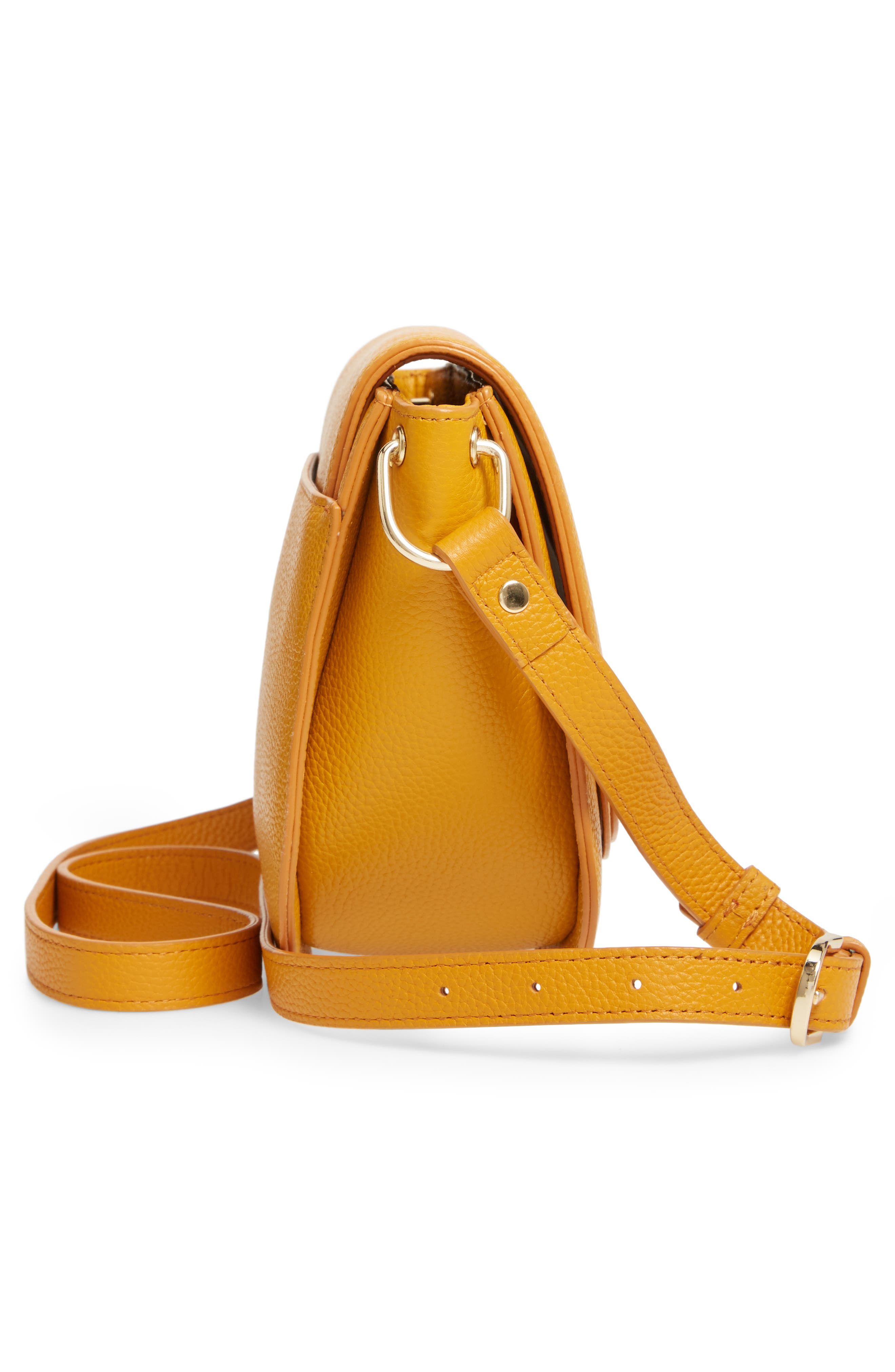 Pebbled Leather Shoulder Bag, Alternate, color, YELLOW INCA