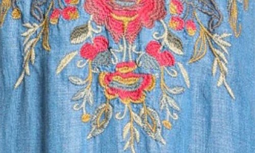 Apny Boho Floral Embroidered Popover Dress In Multi