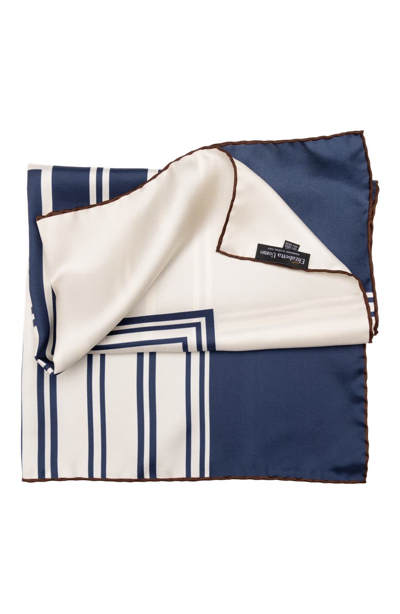 Elizabetta Lazio - Hand Rolled Silk Neckerchief for Men, Alternate, color, Navy