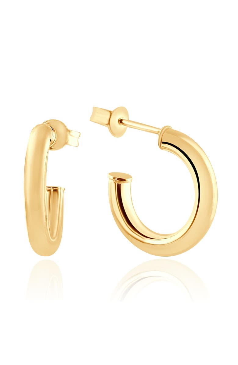 Bliss Diamond 14k Gold 3mm Small Women's Hoop Earrings .5"  Tall 1 grams, Alternate, color, 14K Yellow Gold