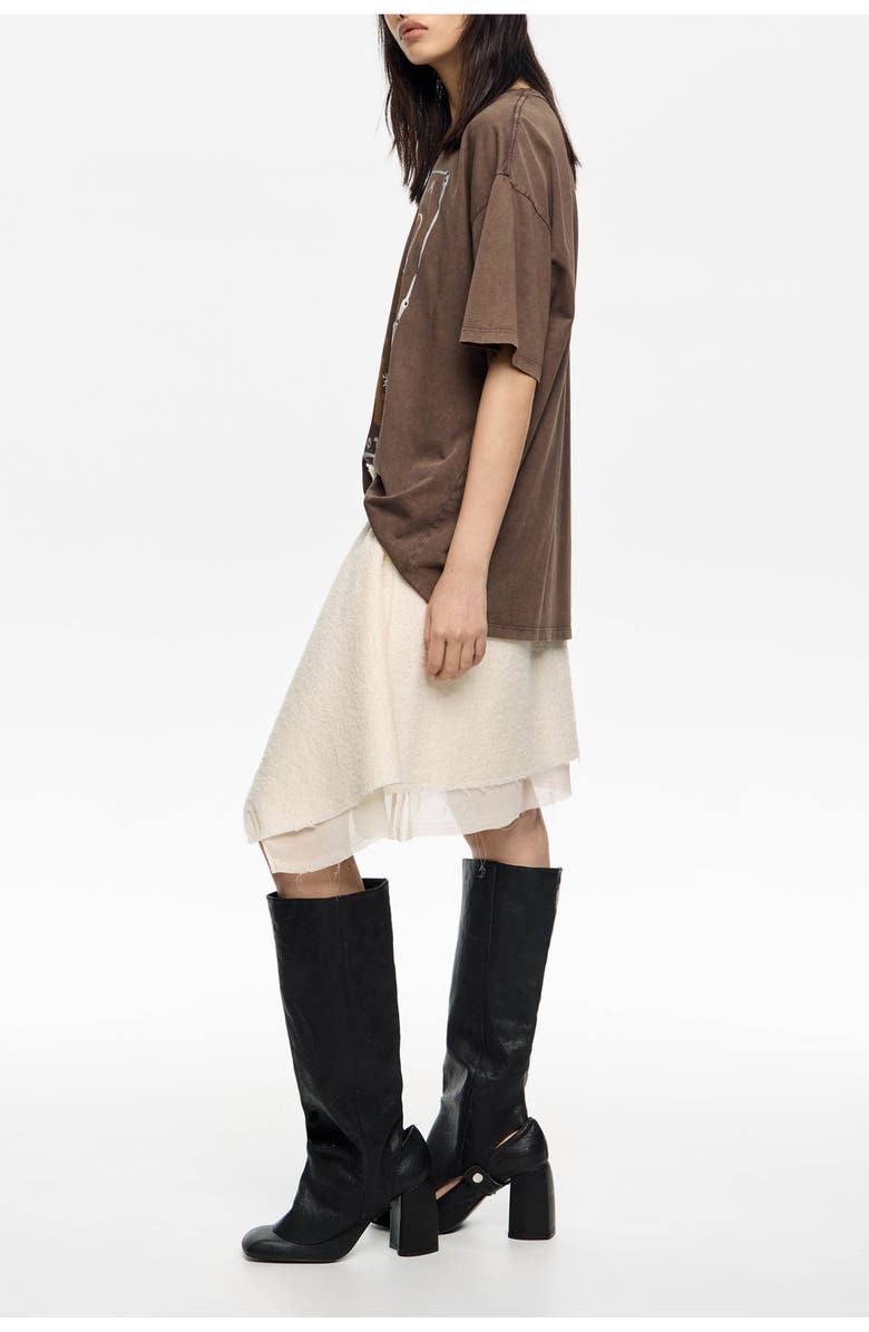 Bimba y Lola Off- Wool Wrap Mini Skirt, Alternate, color, Off White