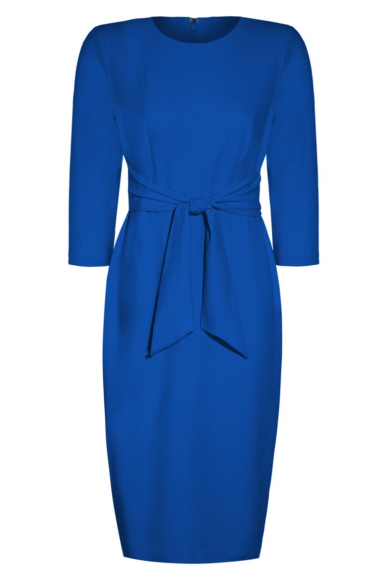 Tie Waist Crepe Sheath Dress, Alternate, color, VIOLET COBALT