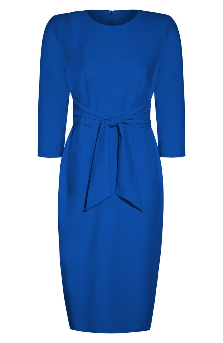 Adrianna Papell Tie Waist Crepe Sheath Dress, Alternate, color, Violet Cobalt