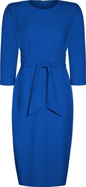 Adrianna Papell Tie Waist Crepe Sheath Dress
