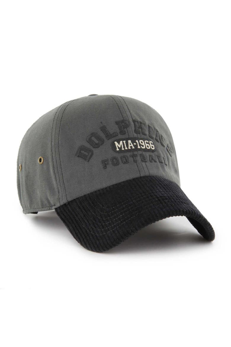 Men's '47 Charcoal Miami Dolphins Ridgeway Clean Up Adjustable Hat, Alternate, color, Charcoal