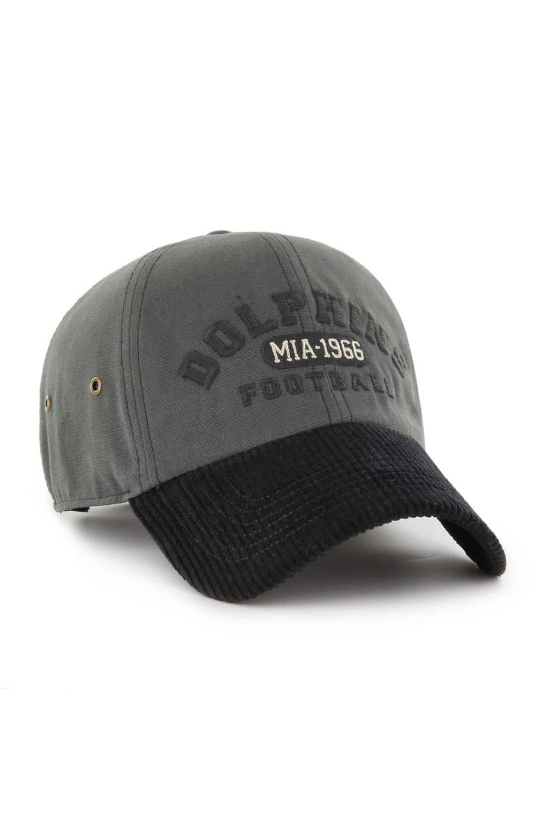 '47 Men's '47 Charcoal Miami Dolphins Ridgeway Clean Up Adjustable Hat, Alternate, color, 