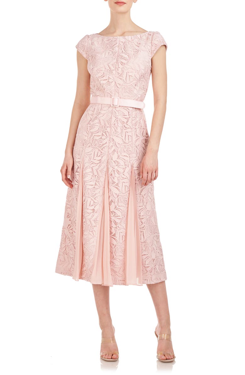Kay Unger Angela Lace A-Line Midi Dress, Main, color, 