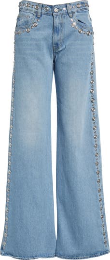 Coperni Snap Detail Wide Leg Jeans | Nordstrom