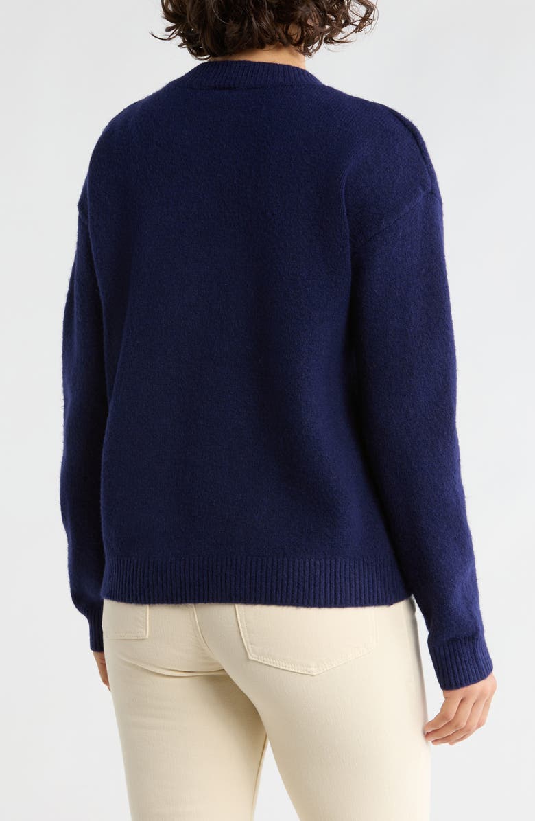 Bobeau Apple Picking Sweater, Alternate, color, Navy/ Red