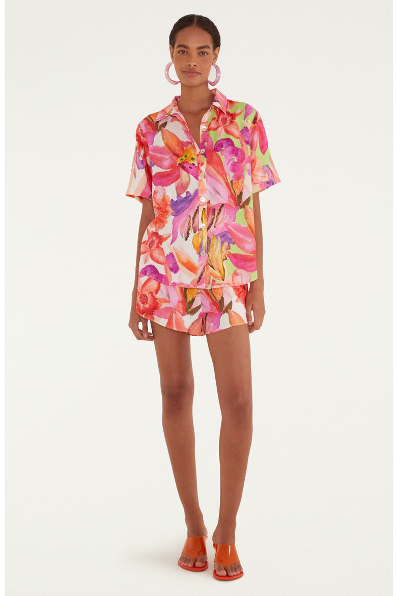 Artsy Flora Button-Up Shirt, Alternate, color, ARTSY FLORA OFF-WHIT